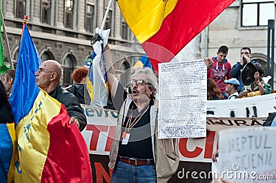 People protesting in Bucharest Editorial Stock Photo